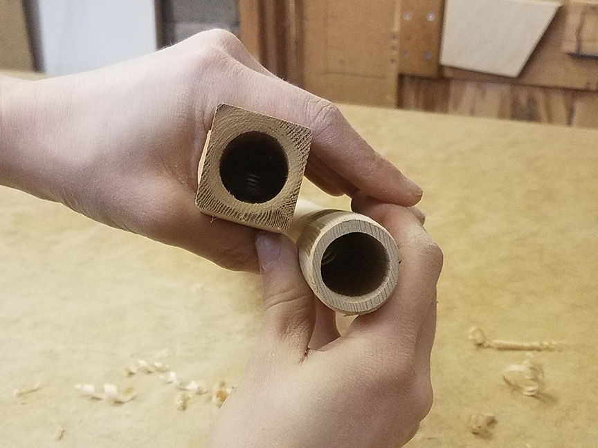 Before and after shaping the body of a Stellar flute making kit - www.stellarflutes.com