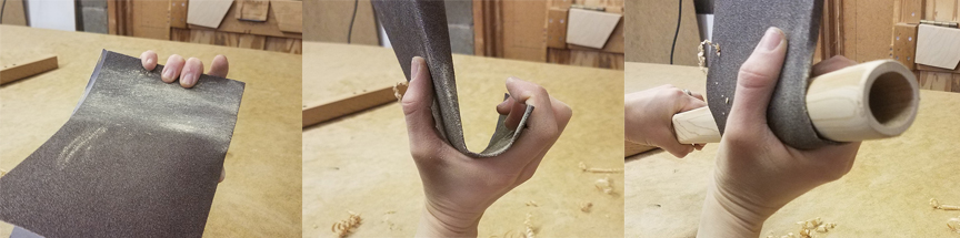 How to hold sandpaper while for shading a Stellar flute making kit - www.stellarflutes.com