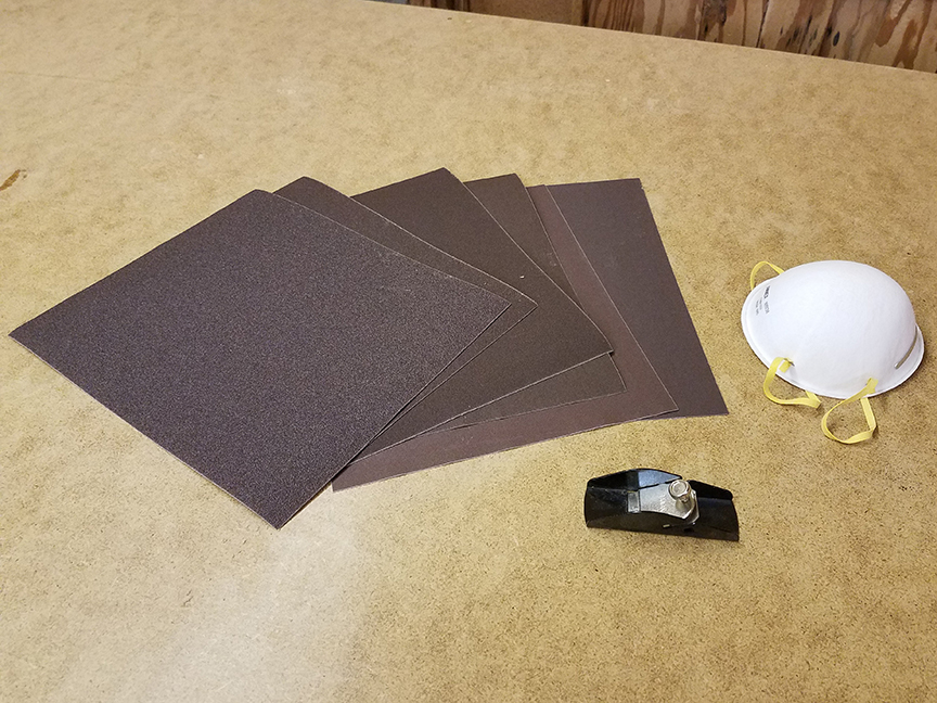 Supplies for shaping and sanding a Stellar flute making kit - www.stellarflutes.com